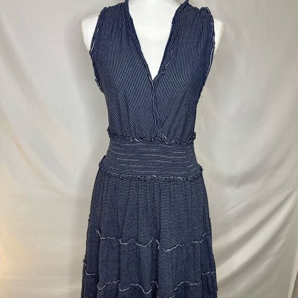 Max Studio Smoked Navy Blue Mini Dress Size M - Picture 2 of 10